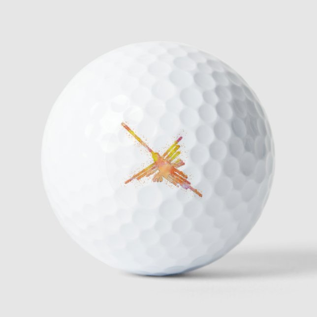 Balles De Golf Nazca Lines Hummingbird Aquarelle Imprimer (Recto)