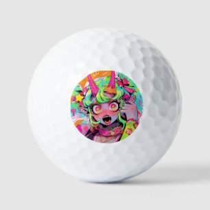 Balles De Golf Neon Chaos Demon Girl Expression