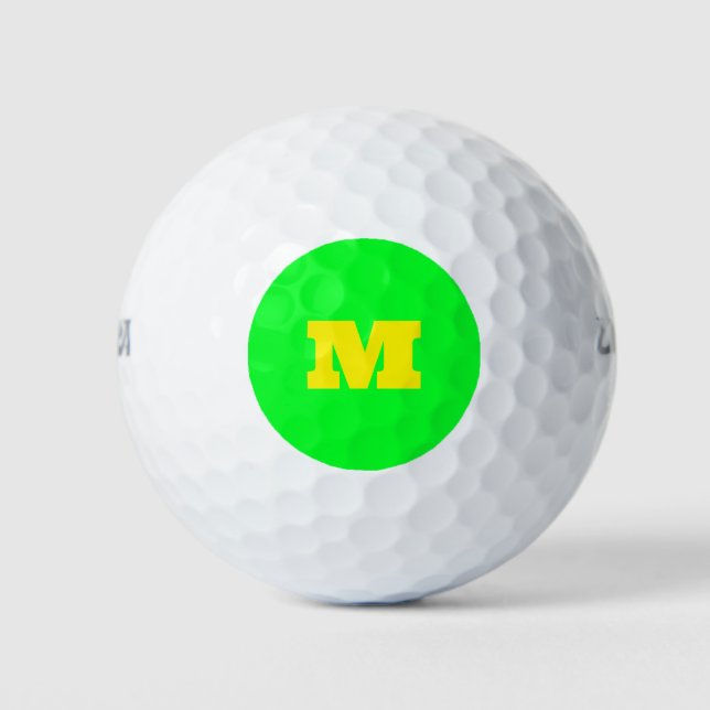 Balles De Golf Neon Green Monogrammé tendance Golfer brillant (Devant)