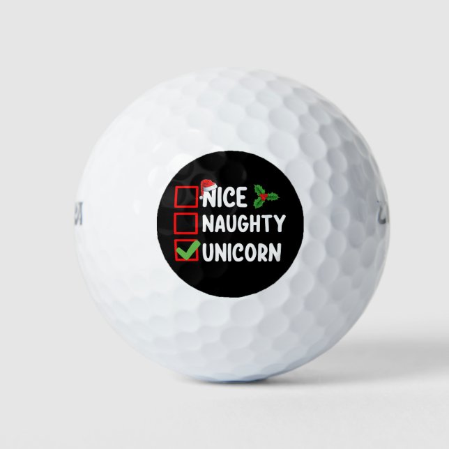 Balles De Golf Nice Naughty Unicorn Liste de Noël (Devant)