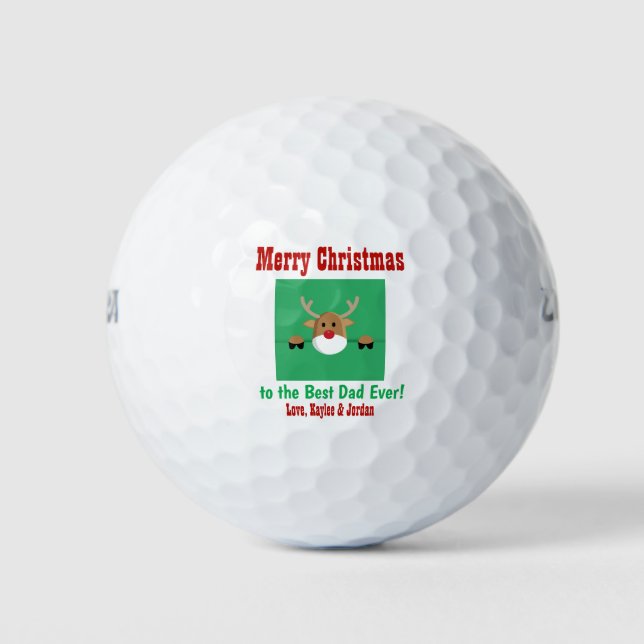 Balles De Golf Noël Meilleur papa Ever Enfants Nom Reindeer (Devant)