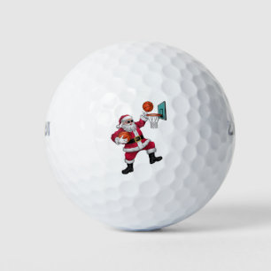 Balles De Golf Noël Père Noël Dunking Un Basket-ball Noël