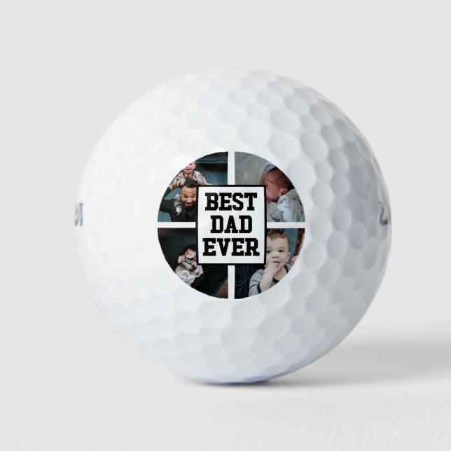 Balles De Golf Noir Blanc Meilleur Papa Jamais Photo Personnalisé (Devant)