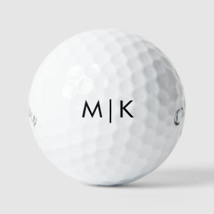 Balles De Golf Noir et blanc   Monogramme moderne