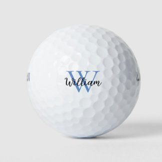 Balles De Golf Nom de monogramme bleu personnalisé