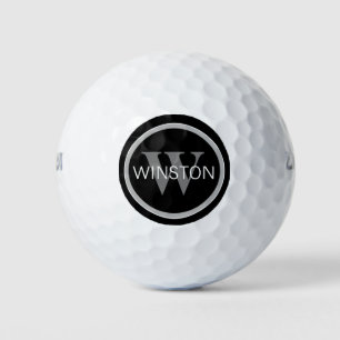Balles De Golf Nom du monogramme Lettre simple noire et blanche