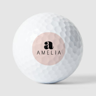 Balles De Golf Nom du monogramme rose gras moderne