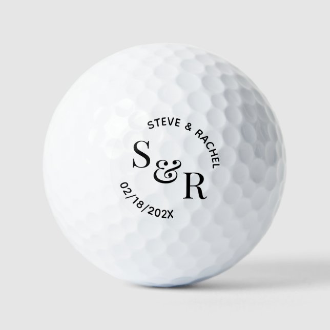 Balles De Golf Nom et date du Mariage moderne (Recto)
