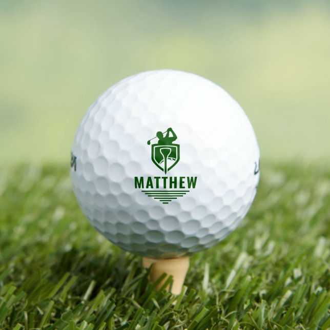 Balles De Golf Nom Golfeur personnalisé Modèle Vert moderne (T-shirt Insitu)