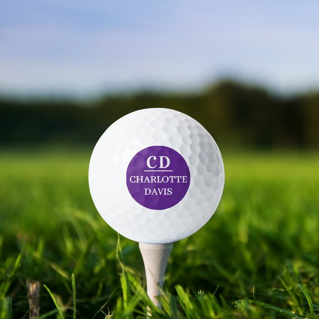 Balles De Golf Nom initial du monogramme violet (Créateur téléchargé)