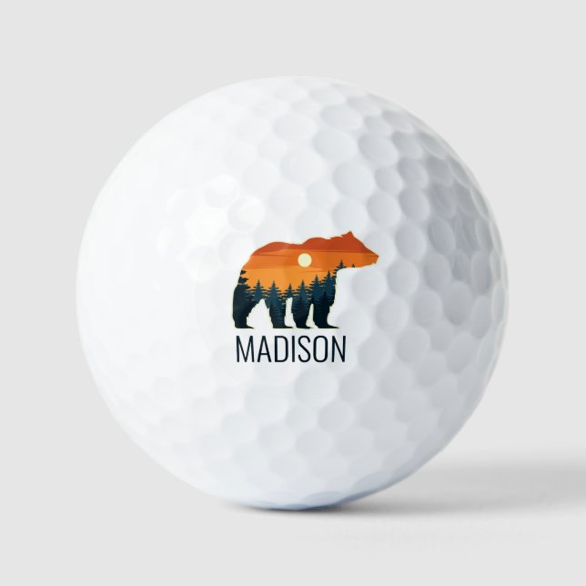 Balles De Golf Nom personnalisé Bear Forest (Recto)