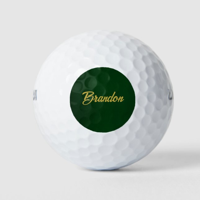 Balles De Golf Nom personnalisé cuir vert (Devant)