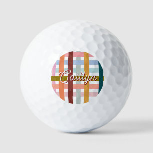 Balles De Golf Nom personnalisé CUSTOM tissé rayures rétro