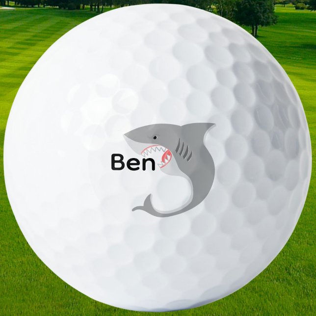 Balles De Golf Nom personnalisé de l'alimentation des requins (Make a splash on the course with custom golf balls featuring a fierce shark chomping your name.)