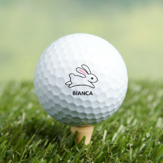 Balles De Golf Nom personnalisé du lapin de lapin couché