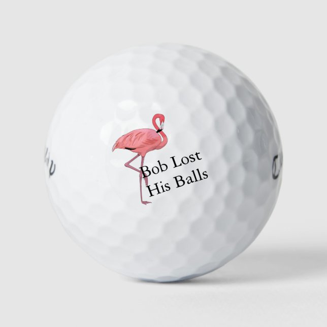 Balles De Golf Nom personnalisé Flamant rose rose Humour de golf (Devant)