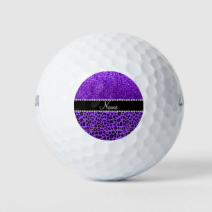 Balles De Golf Nom personnalisé leopard violet indigo violet part