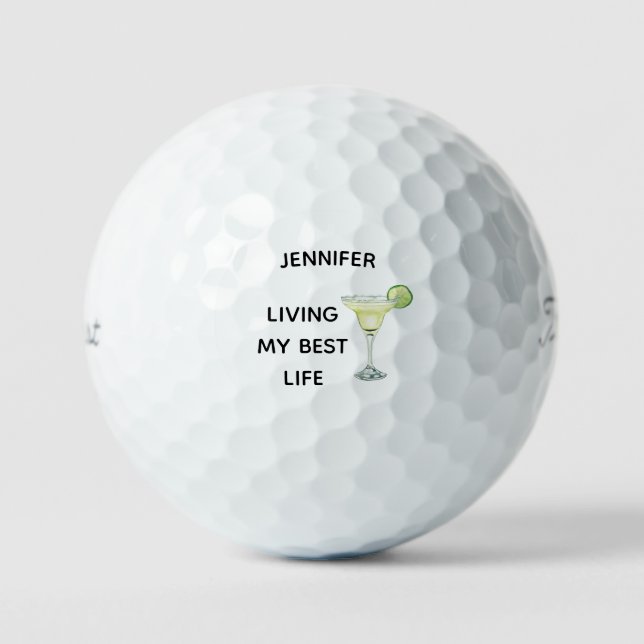 Balles De Golf Nom personnalisé Margarita Living My Best Life Tit (Recto)