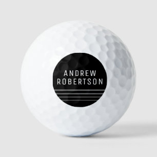Balles De Golf Nom personnalisé minimal simple Gris Noir