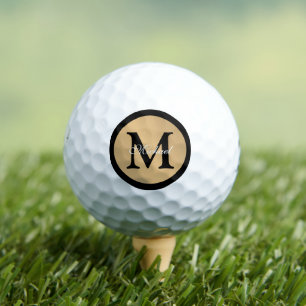 Balles De Golf Nom personnalisé Monogram Gold Metallic Button