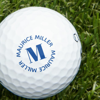 Balles De Golf Nom Personnalisé Monogramme Bleu