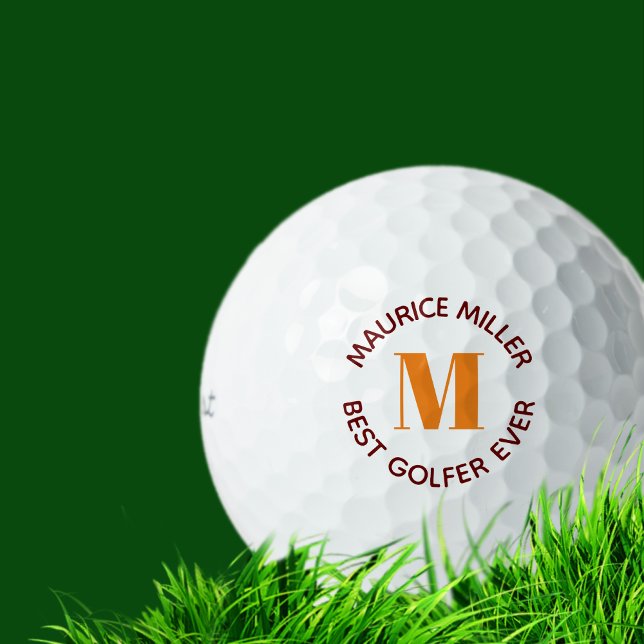 Balles De Golf Nom personnalisé Monogramme 'Meilleur Golfeur jama (Créateur téléchargé)
