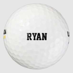 Balles De Golf Nom personnalisé texte noir, police sportive
