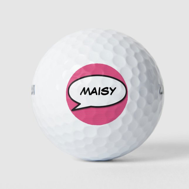 Balles De Golf Nom personnalisé Voix Bubble rose (Devant)