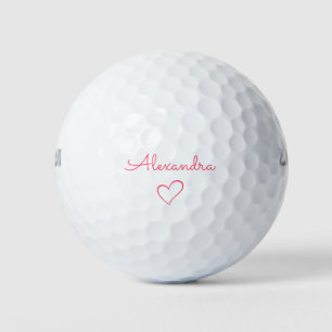 Balles De Golf Nom rose mignon personnalisé