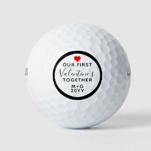 Balles De Golf Nos premiers Valentines Jour Couples Monogramme Co