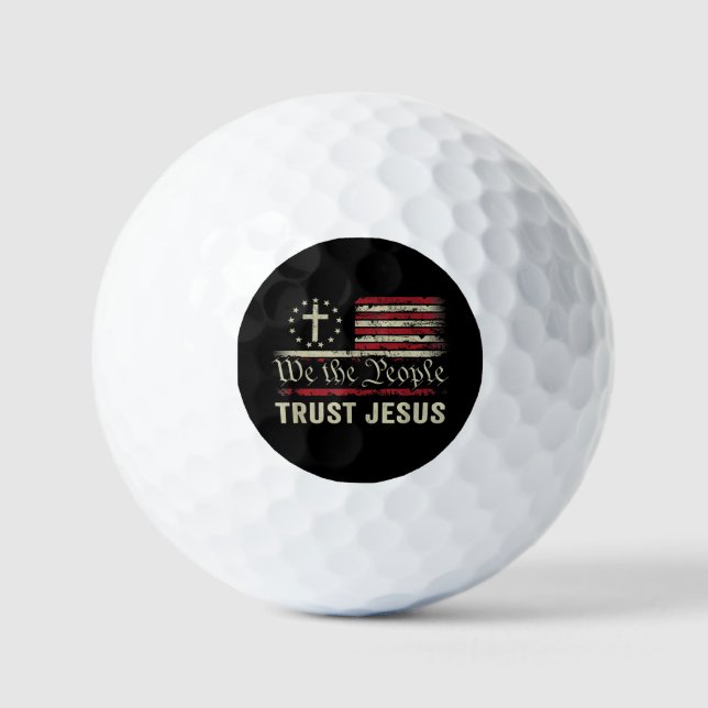Balles De Golf Nous Le Peuple Confiance Jésus - USA Drapeau Chris (Recto)