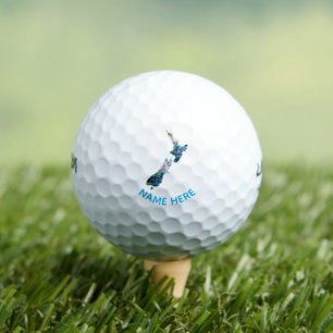 BALLES DE GOLF NOUVELLE-ZÉLANDE PERSONNALISÉE CARTE PAUA GOLF BAL