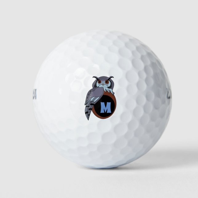 Balles De Golf OEuf monogramme de la Chouette de protection (Devant)