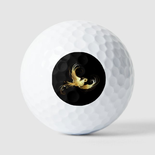 Balles De Golf Oiseau d'or sur Arrière - plan noir (Recto)