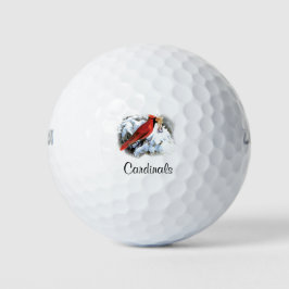 Balles De Golf oiseau rouge vintage en hiver - ajouter le nom