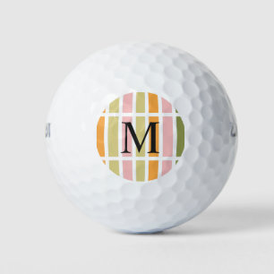 Balles De Golf Or rose orange et rayures vertes