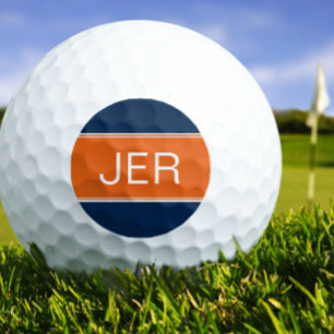Balles De Golf Orange et Monogramme bleu Premier Golfeur personna