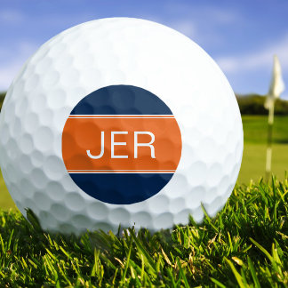 Balles De Golf Orange et Monogramme bleu Premier Golfeur personna
