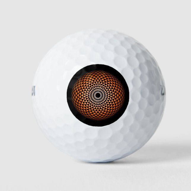 Balles De Golf Orange Noir Spirituel Mandala (Devant)