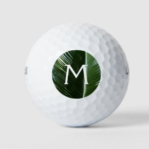 Balles De Golf Overlapping Palm Fronds Tropical Green Abstract