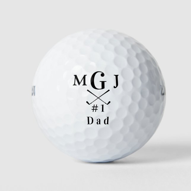 Balles De Golf Papa Golf Clubs Initiales Monogrammées #1 Papa (Devant)