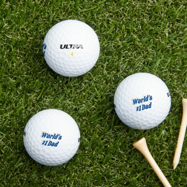 Balles De Golf Papa, texte bleu (Herbe in situ)