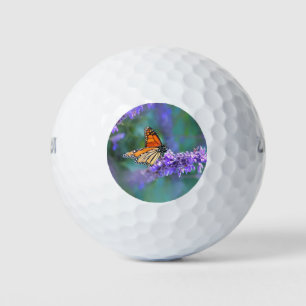 Balles De Golf Papillon Monarque sur Fleur violette lilas