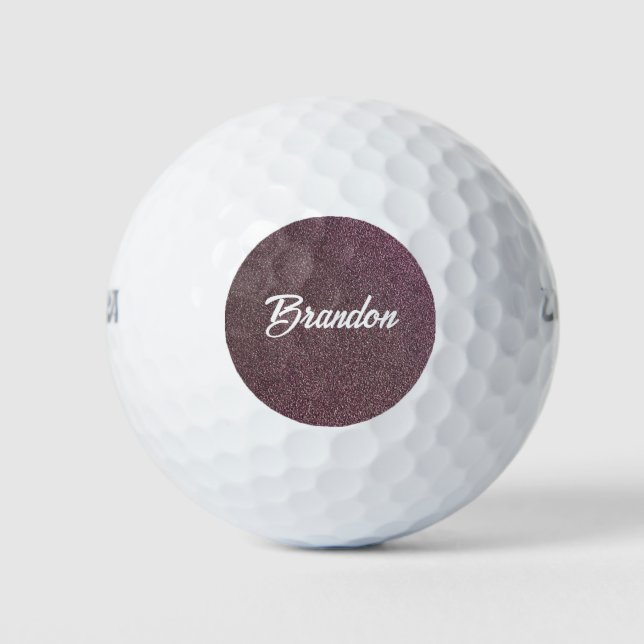 Balles De Golf Parties scintillant de prune de nom personnalisé (Devant)