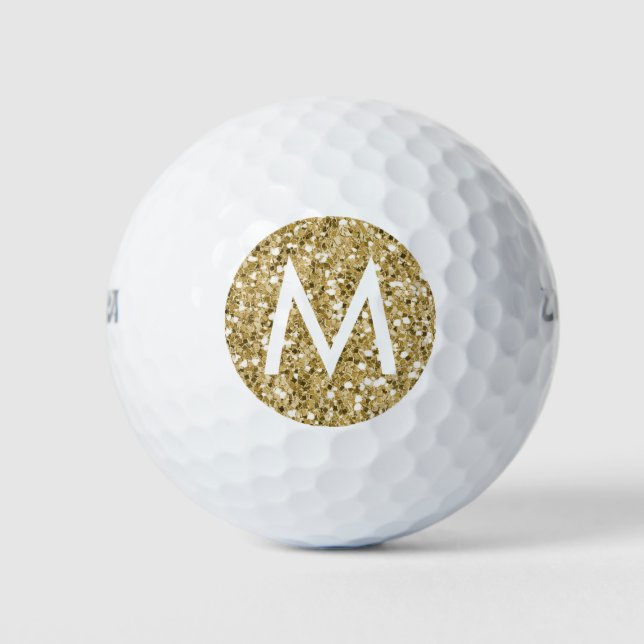 Balles De Golf Parties scintillant dorée moderne Monogramme initi (Devant)