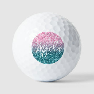 Balles De Golf Parties scintillant Ombre Turquoise rose clair bri