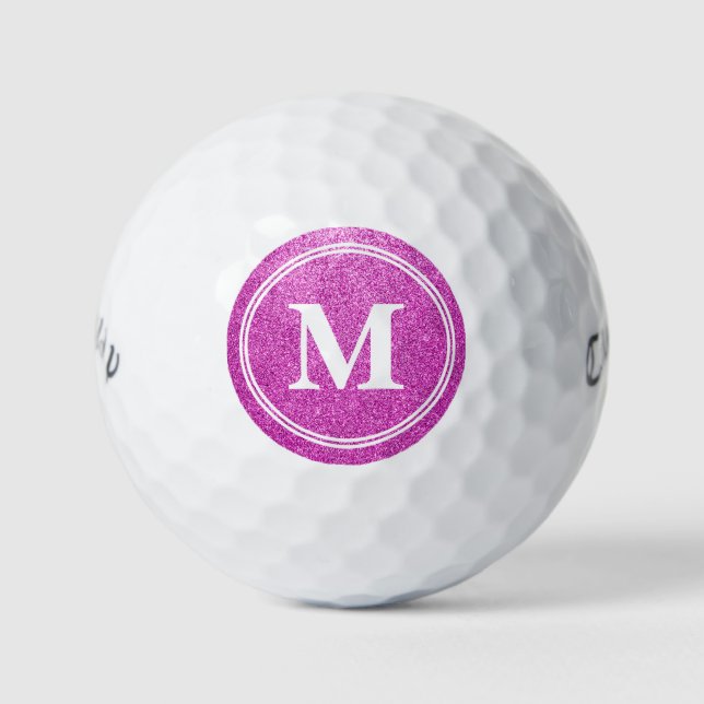 Balles De Golf Parties scintillant rose classique Monogam brillan (Devant)
