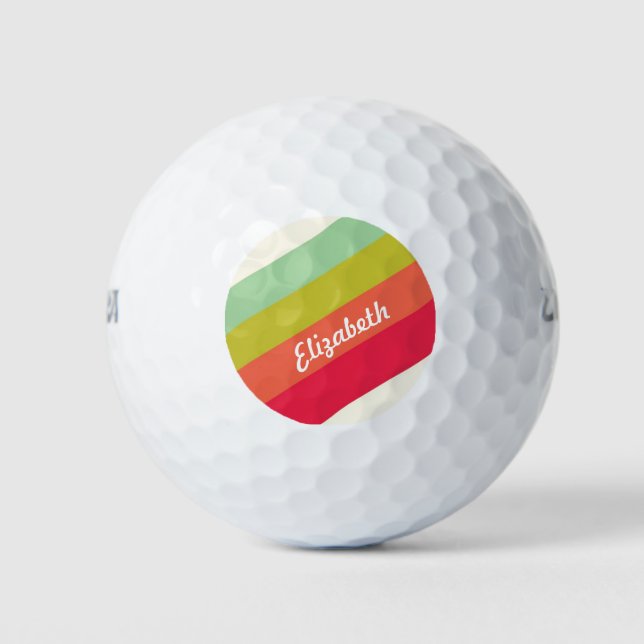 Balles De Golf Pastel Rainbow Nom personnalisé (Devant)