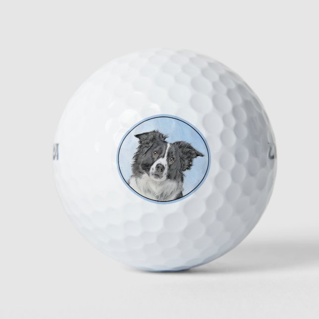 Balles De Golf Peinture Collie Bordure - Joli art original chien (Devant)