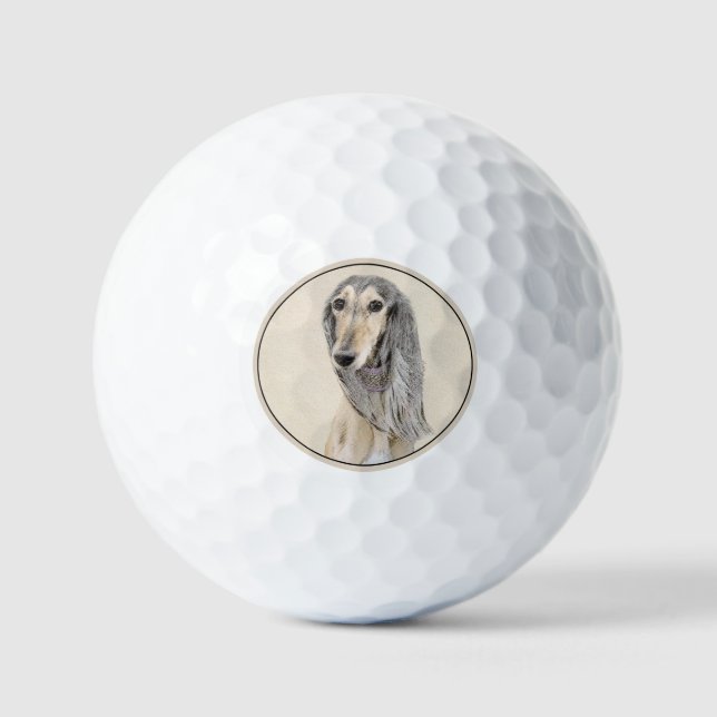 Balles De Golf Peinture de Saluki (Faune) - Cute Original Chien A (Recto)
